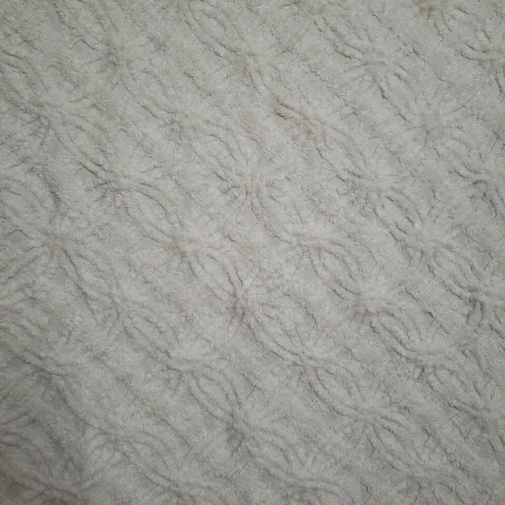 VTG Chenille Queen Size Bedspread White 100x88